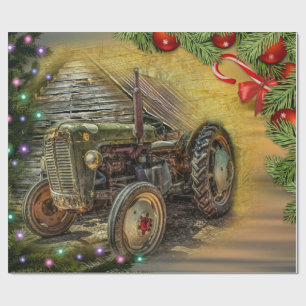 kerst met Green Tractor Cadeaupapier