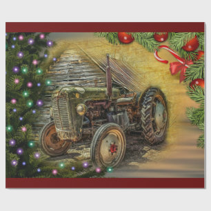 kerst met Green Tractor Cadeaupapier