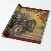 kerst met Green Tractor Cadeaupapier (Uitgerold)