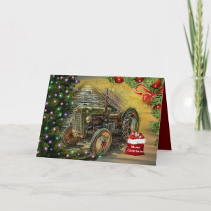  kerst met Green Tractor Feestdagen Kaart