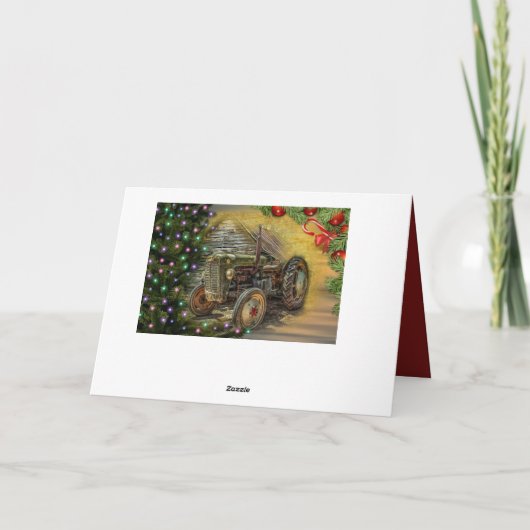  kerst met Green Tractor Feestdagen Kaart (Achterkant)