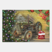 kerst met Green Tractor Inpakpapier Vel (Voorkant 3)