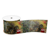 kerst met Green Tractor Satijnen Lint (Spoel)