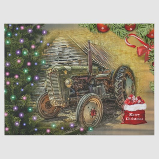  kerst met Green Tractor Tissuepapier (Voorkant)