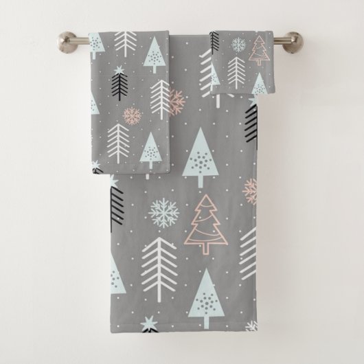 kerst met grijze bomen bad handdoek (Insitu)
