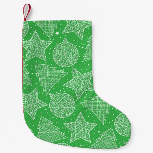 Kerst met groen en wit kerstpatroonstaart kleine kerstsok (Voorkant)