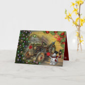 kerst met groene Boerderijen Kaart (Gele Bloem)