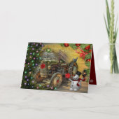  kerst met groene Boerderijen Kaart (Voorkant)