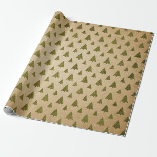 Kerst met groene en Kraft Retro Cadeaupapier