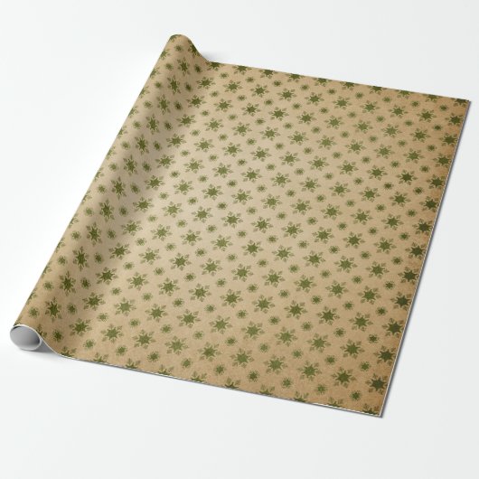 Kerst met groene en Kraft Retro Cadeaupapier (Uitgerold)