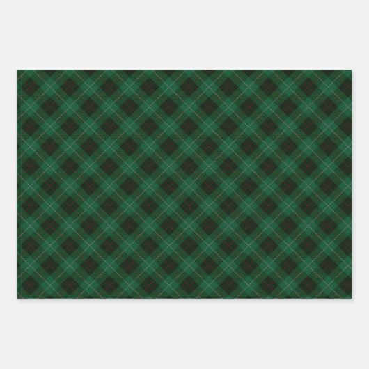 Kerst met groene en rode tartan inpakpapier vel (Voorkant 2)