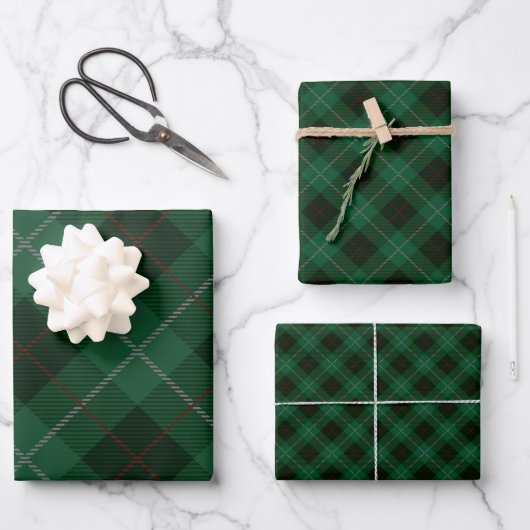 Kerst met groene en rode tartan inpakpapier vel (Voorkant)