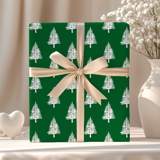 Kerst met groene en witte tinnen cadeaupapier