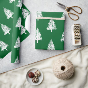 Kerst met groene en witte tinnen cadeaupapier