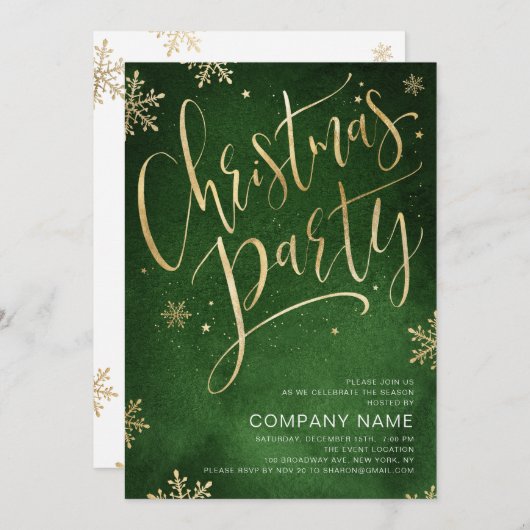 Kerst met groene gouden handgeschreven kalligrafie kaart (Voorkant / Achterkant)