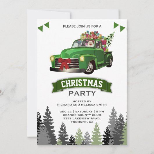  kerst met groene vrachtwagen kaart (Voorkant)