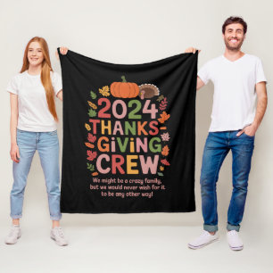 Kerst met het gezin 2024 Crew Kalkoen Matching Fleece Deken