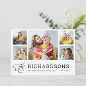 Kerst met het gezin | Modern raster met meerdere f Feestdagenkaart (Staand voorkant)