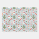 Kerst met Katten Sneeuwmannen Koekjes & Melk 3 Inpakpapier Vel (Voorkant)