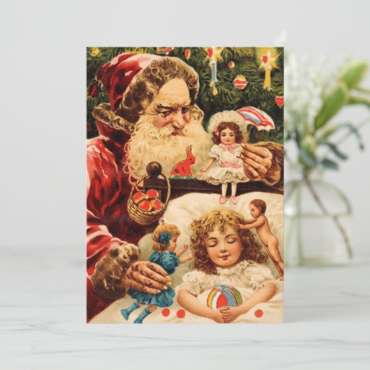  kerst met kerst met kerst zet poppen op het kind feestdagenkaart (Staand voorkant)