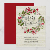 kerst met kerst met vuursteentje winter met rotsbl feestdagenkaart (Voorkant / Achterkant)