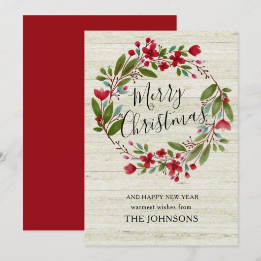 kerst met kerst met vuursteentje winter met rotsbl feestdagenkaart (Voorkant / Achterkant)