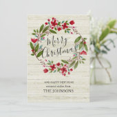 kerst met kerst met vuursteentje winter met rotsbl feestdagenkaart (Staand voorkant)