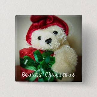 kerst met kerst vierkante button 5,1 cm