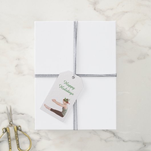 Kerst met kerstcadeaus Label ruggengraat Cadeaulabel (Met Touw)