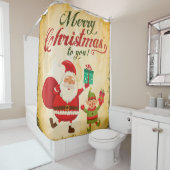  kerst met kerstmis Daning Santa en Elf Douchegordijn (In situ)