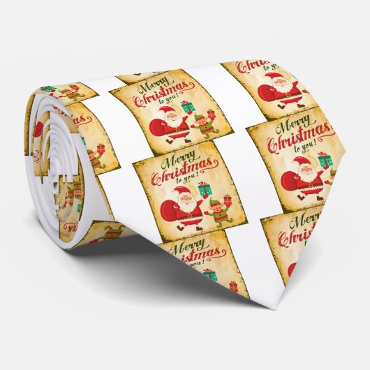  kerst met kerstmis Daning Santa en Elf Stropdas (Opgerold)