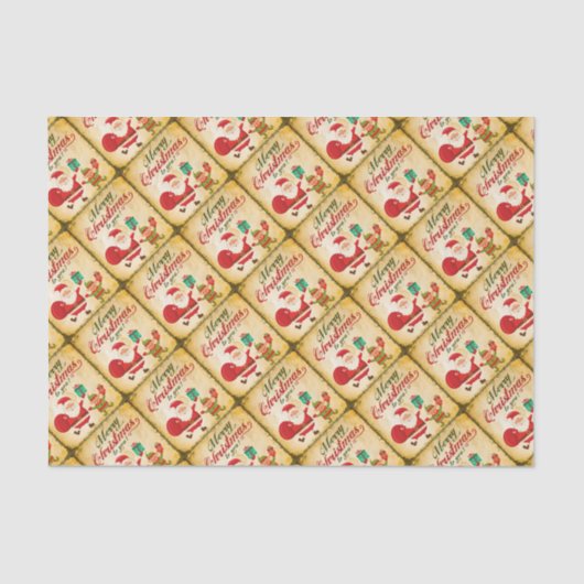  kerst met kerstmis Daning Santa en Elf Tissuepapier (Voorkant)