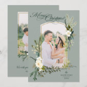 Kerst met kerstmis met kerstmis met gouden foto feestdagenkaart (Voorkant / Achterkant)