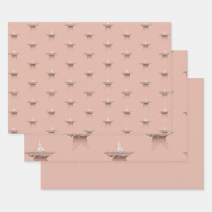 Kerst met kerstmis, roos gouden ster inpakpapier vel