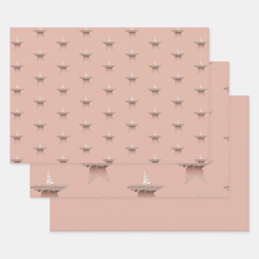 Kerst met kerstmis, roos gouden ster inpakpapier vel (Set)