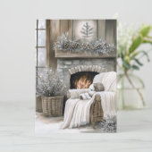 Kerst met knus haardvuur feestdagenkaart (Staand voorkant)