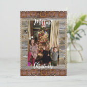 Kerst met landelijke westernthema gepersonaliseerd feestdagenkaart (Staand voorkant)