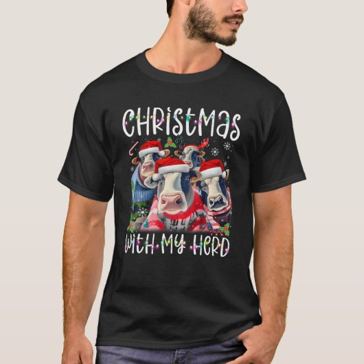 Kerst met mijn kudde Koe boer T-shirt (Voorkant)
