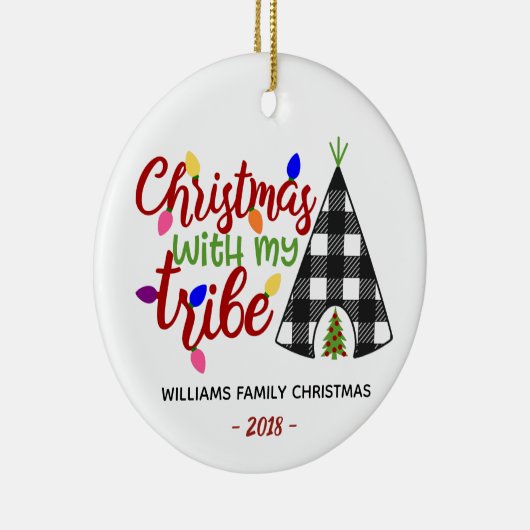 Kerst met mijn stam gepersonaliseerde familie cade keramisch ornament (Rechts)