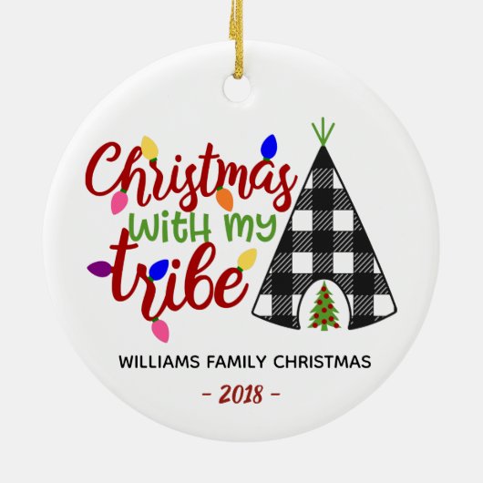 Kerst met mijn stam gepersonaliseerde familie cade keramisch ornament (Achterkant)