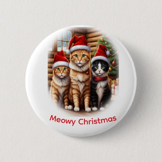 Kerst met Moppige Kittens Ronde Button 5,7 Cm (Voorkant)