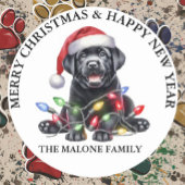 Kerst met onze labrador! ronde sticker