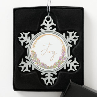 Kerst met originele waterverf Joy Modern Tin Sneeuwvlok Ornament