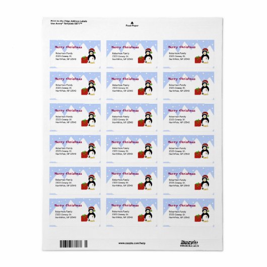  kerst met pinguïns etiket (Full Sheet)