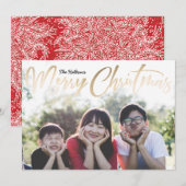 Kerst met prettige feestdagen in Gold Foil Foto Feestdagenkaart (Voorkant / Achterkant)