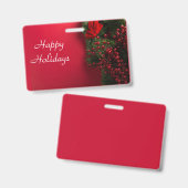 kerst met rode bessen badge (Voor- en achterkant)