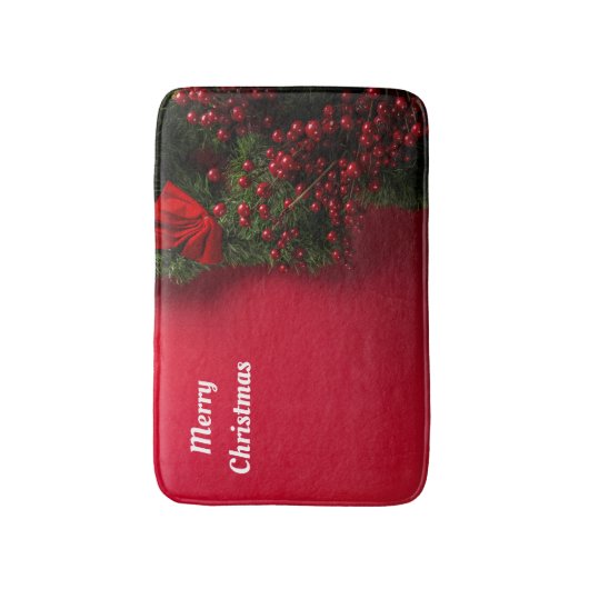 kerst met rode bessen badmat (Voorkant Verticaal)