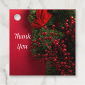 kerst met rode bessen bedankjes labels (Voorkant)