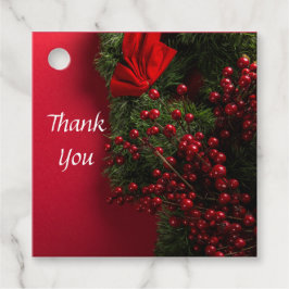 kerst met rode bessen bedankjes labels