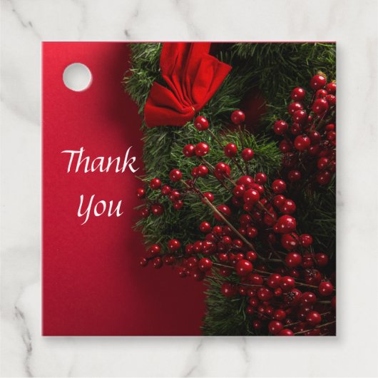 kerst met rode bessen bedankjes labels (Voorkant)